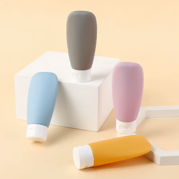 Pack of 04 Leakproof Silicone Refillable Lotion Bottle Empty Travel Portable Squeeze Shampoo Shower Gel Liquid Cosmetic Dispenser Containers - Image 4