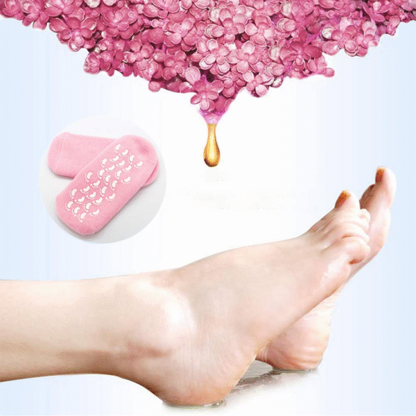 Pair of 02 Gel Spa Sock Moisturizing Cotton Silicon Moisturize Soften Repair Cracked Skin Beauty Foot Care for Dry Feet Skin Treatment Silicone Socks Infused with Vitamins Essential Oils - Image 2