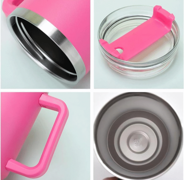 Multi-Color Stainless Steel Tumbler with Handle, Lid & Straw - Double-Wall Vacuum Insulated, Leak-Proof Travel Sipper for Hot & Cold Drinks - Perfect for Office, Gym, Car - Image 2