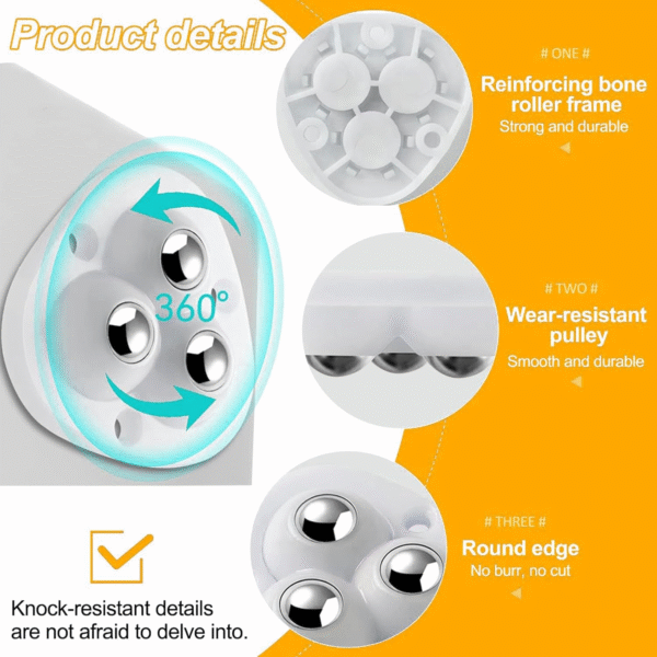 Pack of 04 Ball Castors, Furniture Castors, Heavy Duty Self-Adhesive, Furniture Castors, Small Self-Adhesive, 360 Degree Ball Castors, for Furniture Transport - Image 3