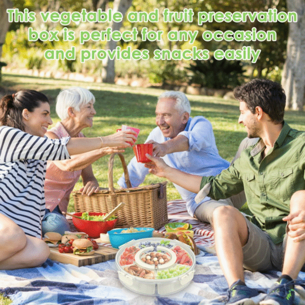 360° Rotatable Divided Serving Tray, Snack Container with 6 Compartment, Removable Platters Food Storage Container with Lid and Handle for Veggies, Snack, Fruit, Nuts, Candy, Cracker - Image 3
