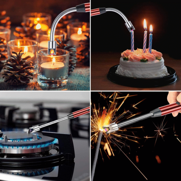 Electric Arc Flexible Lighter with USB Rechargeable Battery and Windproof Flameless Design for Candles, Kitchen, BBQ, and Outdoor Use - Image 3
