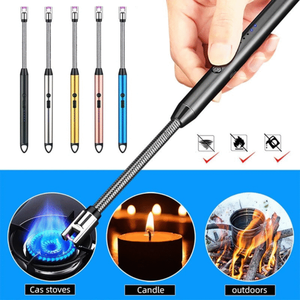 Electric Arc Flexible Lighter with USB Rechargeable Battery and Windproof Flameless Design for Candles, Kitchen, BBQ, and Outdoor Use - Image 2