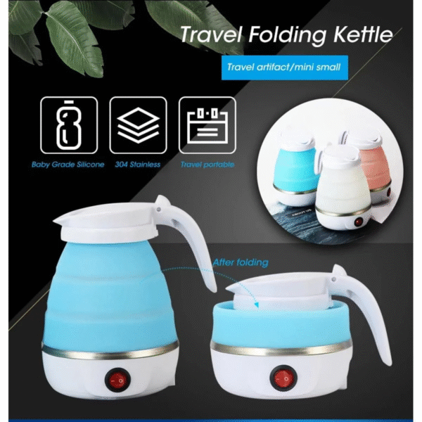 Multi-Color Electric Kettle Silicone | Travel Mini Fordable Kettles 600 watt |Portable Water Boiler | Collapsible Camping Kettle 800ml - Image 9