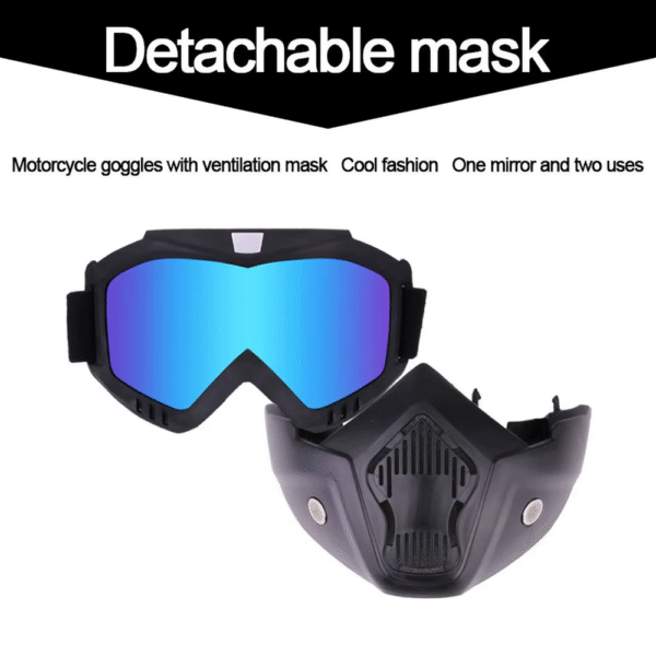 Motorcycle Helmet Glasses Masks Protective Face & Eyewear Windproof Dirt Shield with Soft Foam Padded Detachable Mouth Filter for Cycling Bike Off Road Racing Ride Unisex - Image 7
