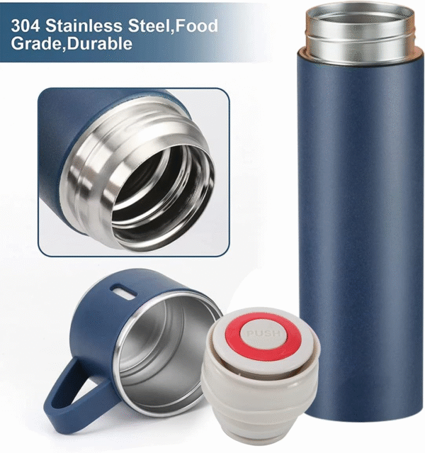 Multi-Color Vacuum Insulated Flask Set with 2 Cups – Keep Drinks Hot or Cold for 24 Hours, Ideal for Coffee, Tea, Milk, with Leak-Proof Design and Portable Travel-Friendly Build - Image 8