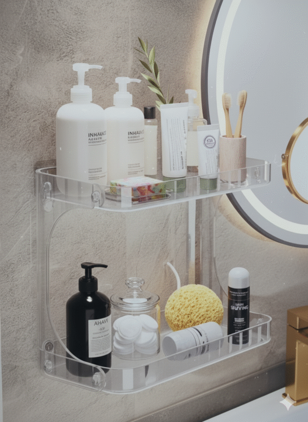Premium 2-Tier Clear Acrylic Makeup & Skincare Organizer Rack for Vanity and Dressing Table - Multi-Purpose Display - Image 5
