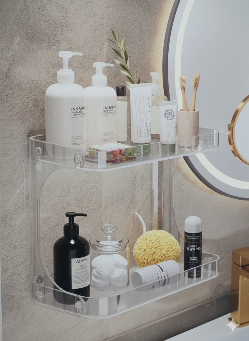 Premium 2-Tier Clear Acrylic Makeup & Skincare Organizer Rack for Vanity and Dressing Table - Multi-Purpose Display - Image 5