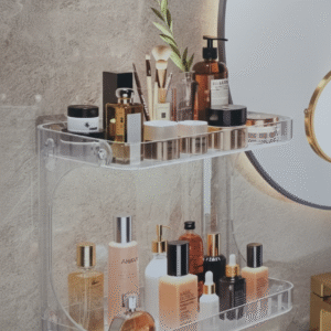 Premium 2-Tier Clear Acrylic Makeup & Skincare Organizer Rack for Vanity and Dressing Table - Multi-Purpose Display