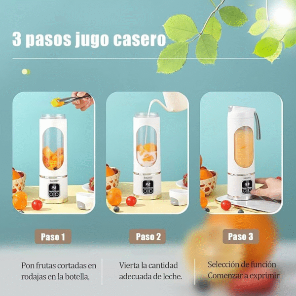 Portable Juicer Cup Powerful Blender, USB Rechargeable 450ml Stainless Steel Travel Electric Blender for Home Kitchen Office ABS Silicone - Image 7