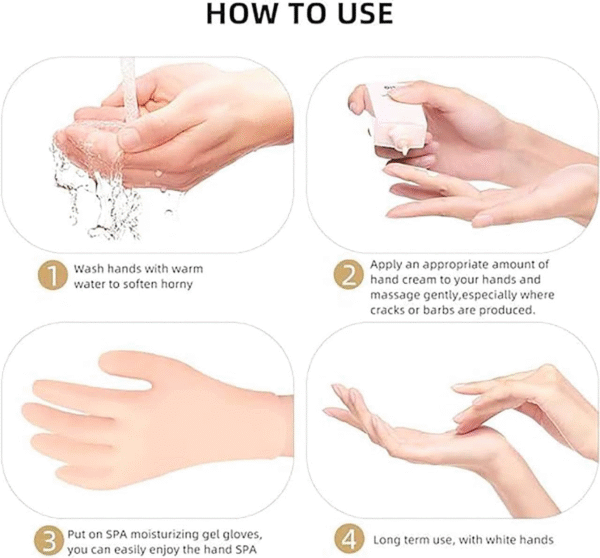 Pair of 02 Silicone Gel Hand Glove, Spa Gel Gloves, Reusable Silicone Soft Gloves, Aloe Lotion Gloves for Repairing Dry Cracked - Image 6