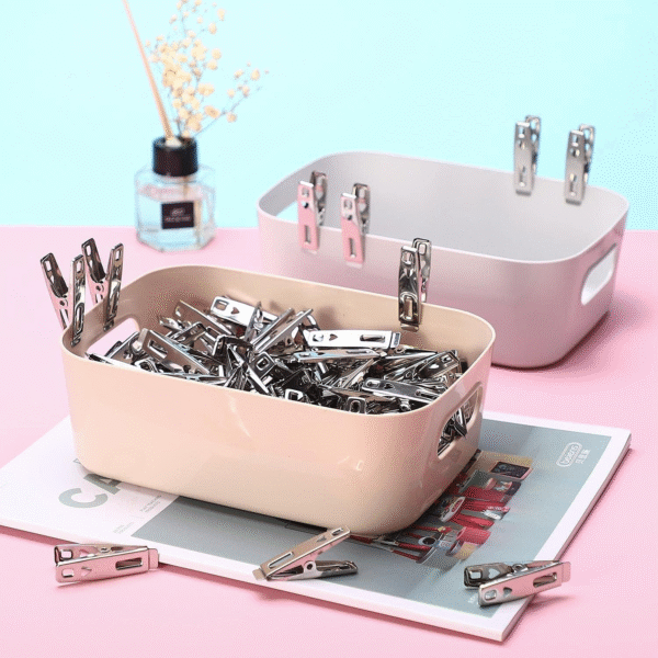 Pack of 12 Multipurpose Cloth Pegs Heavy Duty Rust-Free Stainless-Steel Cloth Clip Nonslip Multipurpose Clothes Hanger/Rods/Ropes Grips Cloth Drying Cloth Pin Set - Image 8