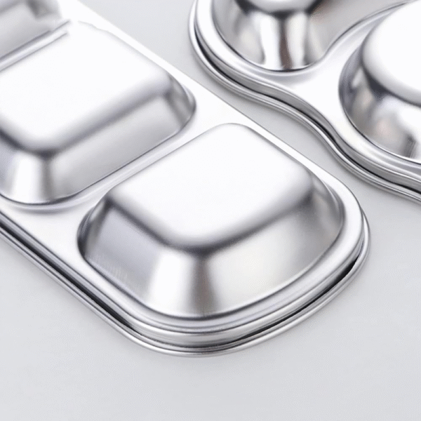 Multi-Color Stainless Steel Dish Dipping Bowls with 3 Round Compartment Divided, Metal Seasoning Plate Dipping Bowl for Condiment Home Party Restaurant Picnic Travel - Image 6