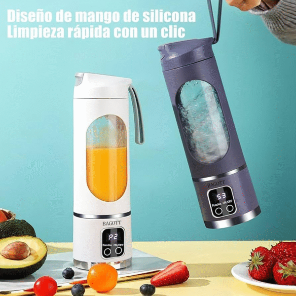 Portable Juicer Cup Powerful Blender, USB Rechargeable 450ml Stainless Steel Travel Electric Blender for Home Kitchen Office ABS Silicone - Image 6