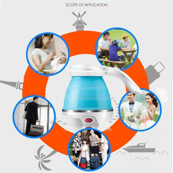 Multi-Color Electric Kettle Silicone | Travel Mini Fordable Kettles 600 watt |Portable Water Boiler | Collapsible Camping Kettle 800ml - Image 6