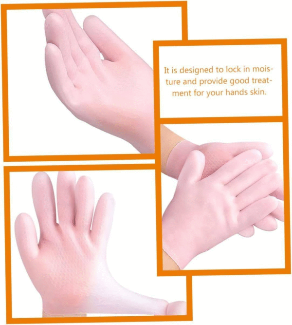 Pair of 02 Silicone Gel Hand Glove, Spa Gel Gloves, Reusable Silicone Soft Gloves, Aloe Lotion Gloves for Repairing Dry Cracked - Image 5