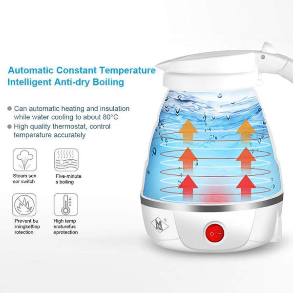 Multi-Color Electric Kettle Silicone | Travel Mini Fordable Kettles 600 watt |Portable Water Boiler | Collapsible Camping Kettle 800ml - Image 5
