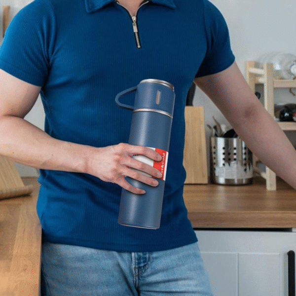 Multi-Color Vacuum Insulated Flask Set with 2 Cups – Keep Drinks Hot or Cold for 24 Hours, Ideal for Coffee, Tea, Milk, with Leak-Proof Design and Portable Travel-Friendly Build - Image 5