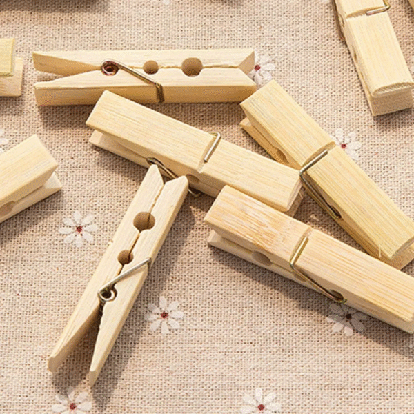 Pack of 20  Natural Bamboo Clothes Peg Wooden Socks Sheet Windproof Pins Clothespins Craft Clips Household Tools Home Accessories - Image 5