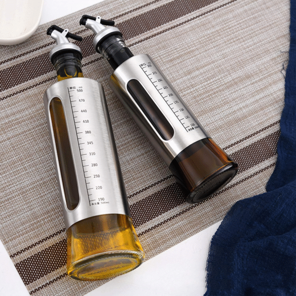 Stainless Steel Oil Dispenser 500ml - Cooking Oil Containers for Kitchen - Dust & Leak Proof Oil Pourer - Modern Oil Can for Kitchen - Glass Oil Dispenser Bottle - Image 6