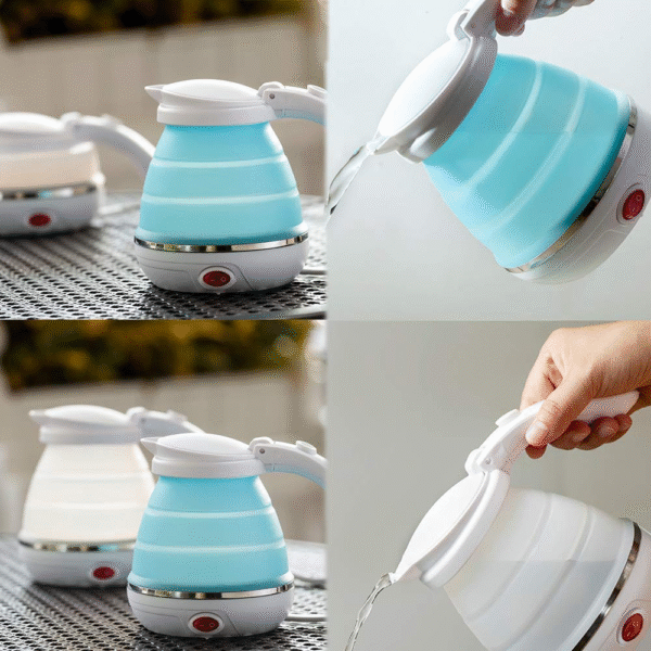 Multi-Color Electric Kettle Silicone | Travel Mini Fordable Kettles 600 watt |Portable Water Boiler | Collapsible Camping Kettle 800ml