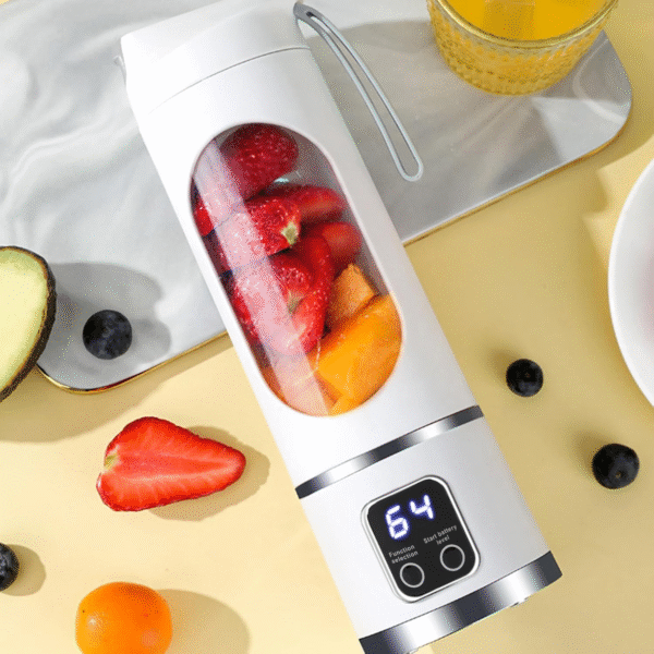Portable Juicer Cup Powerful Blender, USB Rechargeable 450ml Stainless Steel Travel Electric Blender for Home Kitchen Office ABS Silicone