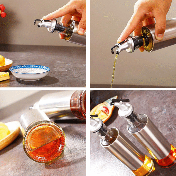 Stainless Steel Oil Dispenser 500ml - Cooking Oil Containers for Kitchen - Dust & Leak Proof Oil Pourer - Modern Oil Can for Kitchen - Glass Oil Dispenser Bottle - Image 5