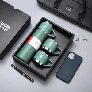 Multi-Color Vacuum Insulated Flask Set with 2 Cups – Keep Drinks Hot or Cold for 24 Hours, Ideal for Coffee, Tea, Milk, with Leak-Proof Design and Portable Travel-Friendly Build