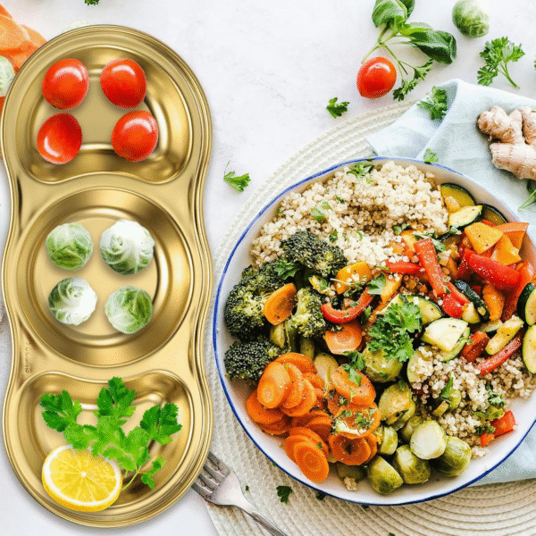 Multi-Color Stainless Steel Dish Dipping Bowls with 3 Round Compartment Divided, Metal Seasoning Plate Dipping Bowl for Condiment Home Party Restaurant Picnic Travel - Image 3