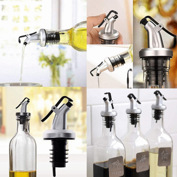 Pack of 02 Oil Spout Oil Bottle Stopper Lock Plug Seal Leakproof Food Grade Rubber Nozzle Beverage Dispenser Oil Pourer for Kitchen Bar - Image 3