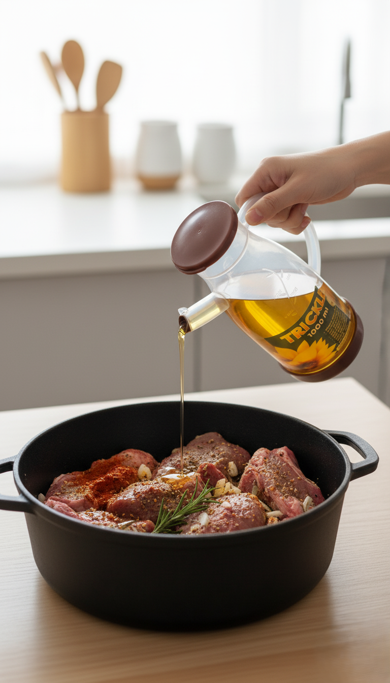 TRICKLE Oil Dispenser Jug 1000ml | Leak-Proof Plastic Cooking Oil Pourer with Handle & Measuring Scale | Kitchen Essential - Image 5