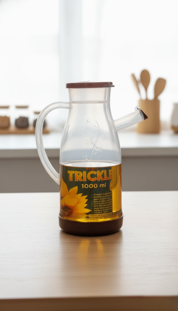 TRICKLE Oil Dispenser Jug 1000ml | Leak-Proof Plastic Cooking Oil Pourer with Handle & Measuring Scale | Kitchen Essential - Image 2