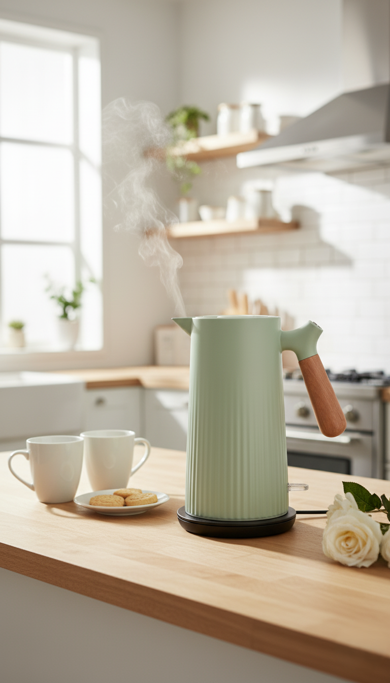 Stylish Nordic Design Thermal Jug with Wood Handle - Coffee/Tea Vacuum Flask for Home Office - Image 3