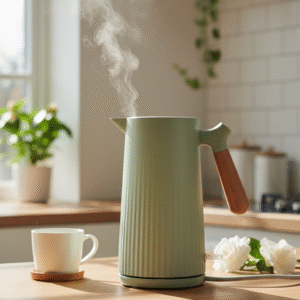 Stylish Nordic Design Thermal Jug with Wood Handle - Coffee/Tea Vacuum Flask for Home Office