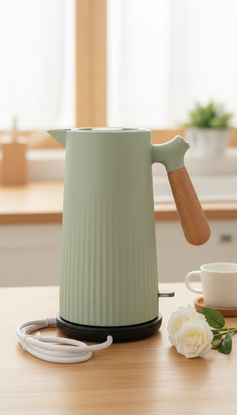 Stylish Nordic Design Thermal Jug with Wood Handle - Coffee/Tea Vacuum Flask for Home Office - Image 2
