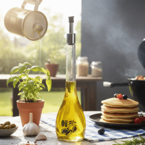 Premium Glass Oil Dispenser Bottle for Kitchen | Leakproof Anti-Drip Spout Vinegar Cruet | Olive Oil Jar