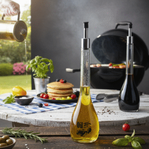 Premium Glass Oil Dispenser Bottle with Stainless Steel Pourer – 500ml