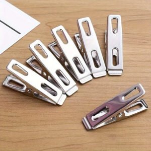 20Pcs Stainless Steel Clothing Line Pegs Hooks Towel Clothes Socks Clip Hanging Metal Clip Household Storage