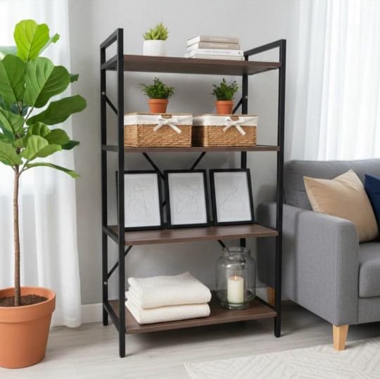 4-Tier Wooden Metal Storage Rack | Multipurpose Display Shelf Organizer - Image 4
