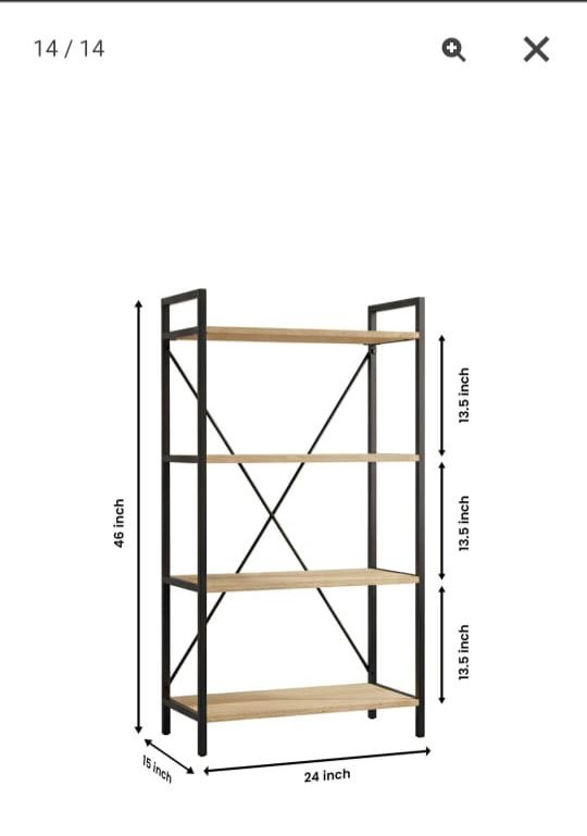 4-Tier Wooden Metal Storage Rack | Multipurpose Display Shelf Organizer - Image 3