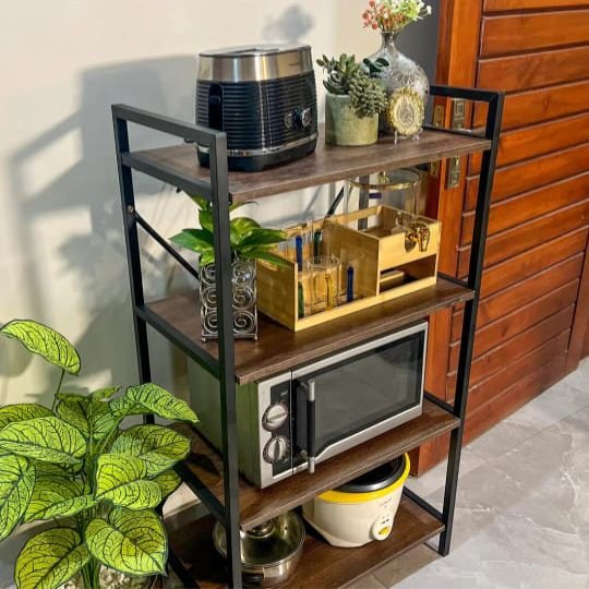4-Tier Wooden Metal Storage Rack | Multipurpose Display Shelf Organizer - Image 2