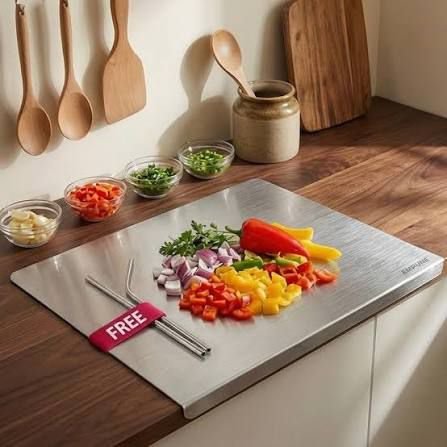 Stainless Steel Cutting Board – 3 Sizes Kitchen Chopping Board Non-Slip Metal Cutting Board