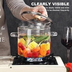 Heat Resistant Glass Cooking Pot – Stove Safe Transparent Glass Pot with Wooden Handle (1200ML / 1500ML)