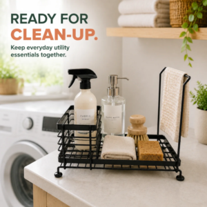 Sink-Side Organizer Caddy with Towel Rail – Countertop Storage Rack