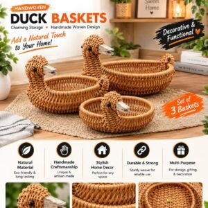 Set of 3 Duck-Shaped Decorative Baskets, Multipurpose Fruit Trays for Kitchen Counter, Dining Table, and Living Room