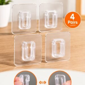 Self-Adhesive Interlocking Wall Hooks – Plastic, No-Drill Hanging Hooks - Pack of 4 & 8