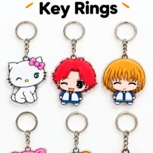 Pack of 6 Cartoon Character Key Rings for Bags and Keys