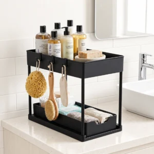 2-Tier Sliding Storage Rack Organizer for Home Storage