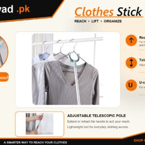 Adjustable Clothes Fork Pole Rod Laundry Reach Stick Hanger Picker Hook Extendable
