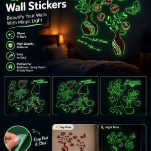 Glow in the Dark Rose Flower Wall Stickers, Peel and Stick Floral Wall Decor – Multi Design